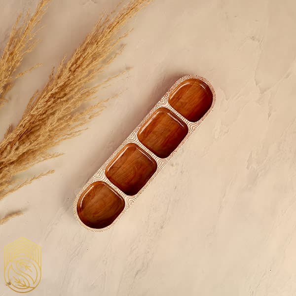 ظرف اردوخوری چوبی 4 خانه نقاشی شده در دو طرح کد sh100 — تصویر ۴