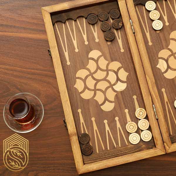 تخته نرد چوبی معرق با مهره کد SH25