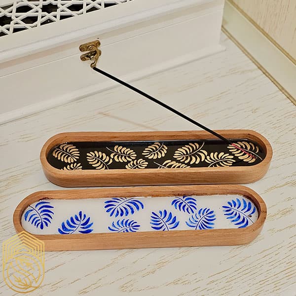 جاعودی چوبی استوانه رزینی طرح برگ بزرگ کد sh23