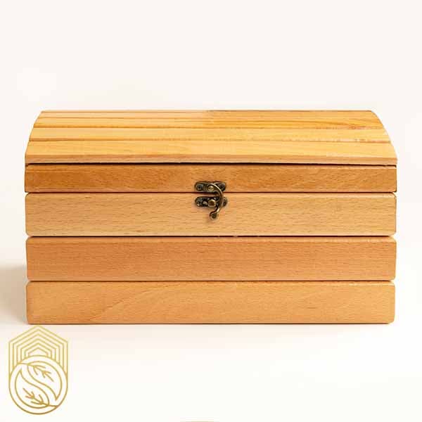 صندوقچه چوبی ساده سرهلالی چوب راش کد sh16 — تصویر ۲