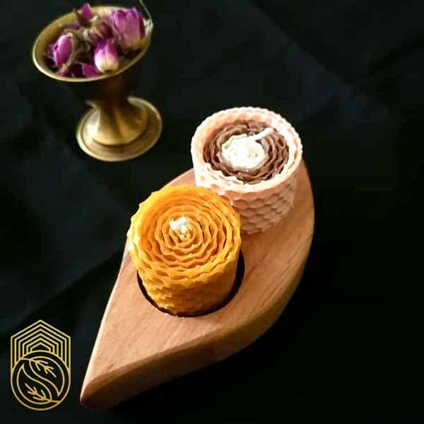 جاشمعی (جاوارمری) چوبی طرح گلبرگ کد sh14 — تصویر ۳