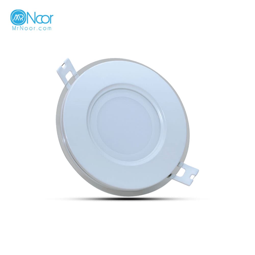 چراغ ال ای دی سقفی دورشیشه‌ای توکار گرد 8 وات پارس شهاب