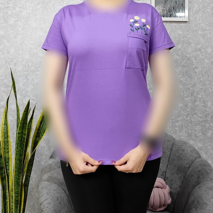 تیشرت زنانه جیب گلدوزی — تصویر ۷