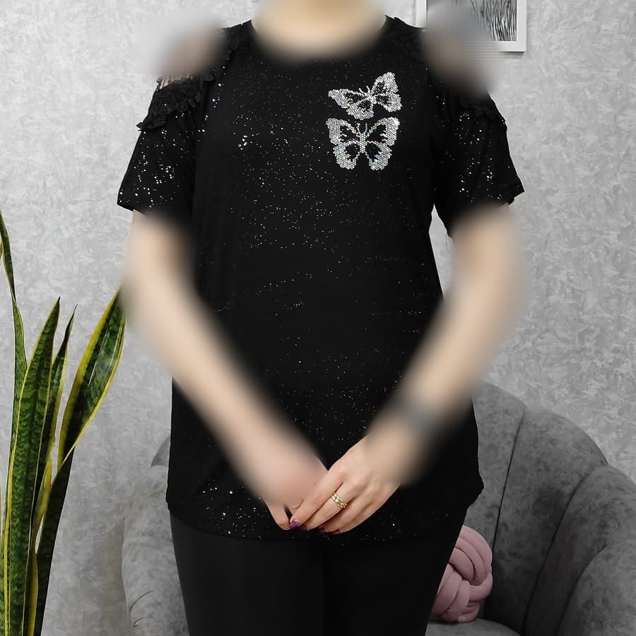 تیشرت زنانه جیب گلدوزی — تصویر ۵