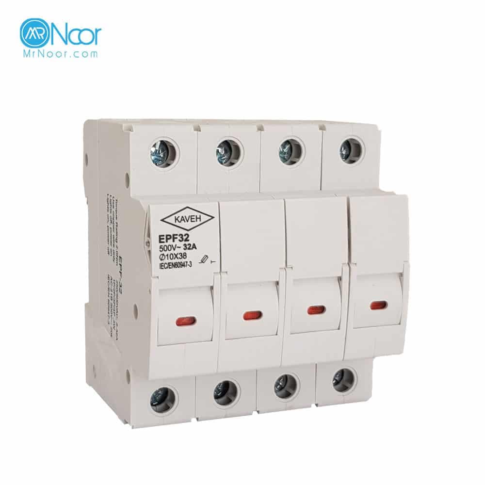 پایه سکسیونر فیوز 32 آمپر ACسایز 38×10 چهار پل کاوه