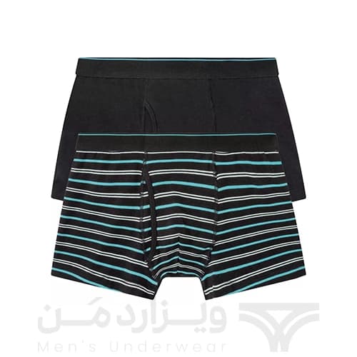 پک 2 تایی شورت مردانه پادار لیورجی آلمان مشکی و راه راه فیروزه ای