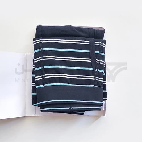 پک 2 تایی شورت مردانه پادار لیورجی آلمان مشکی و راه راه فیروزه ای — تصویر ۴