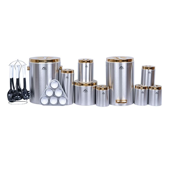 سرویس آشپزخانه 23 پارچه استیل درب طلایی اورمزد کد IGO-2317