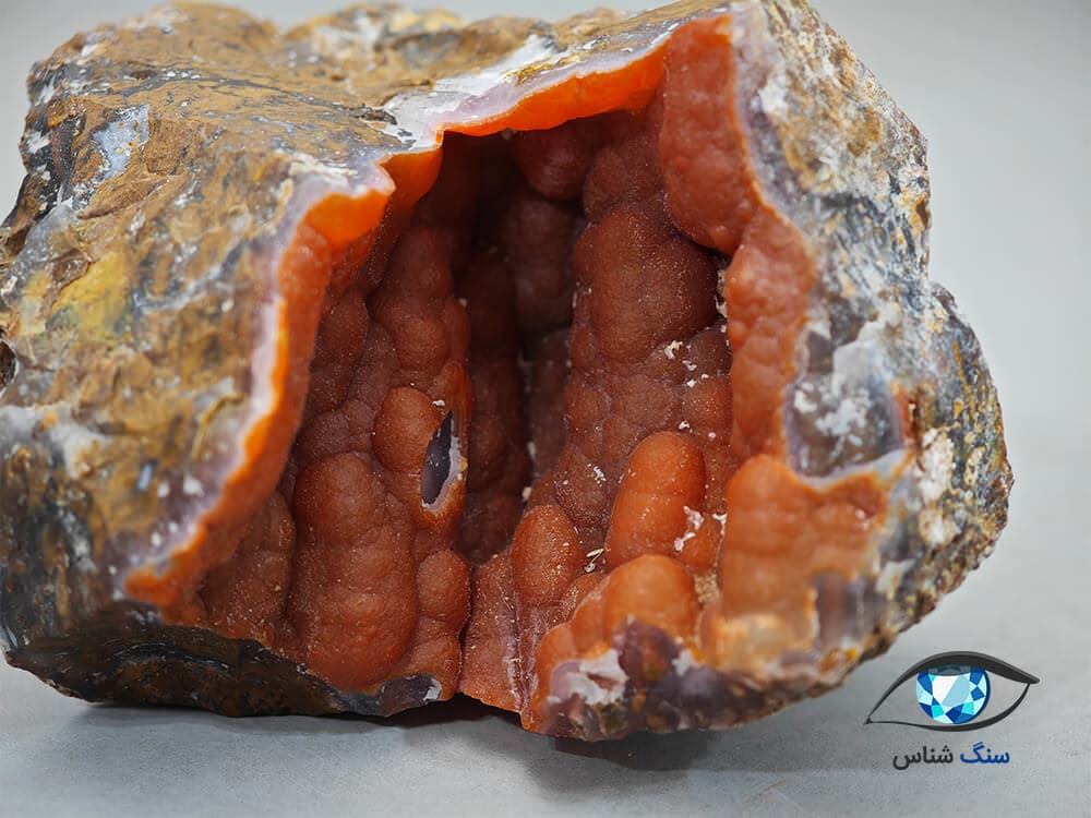 عقیق بوتروئیدال نارنجی-قرمز 196 گرم