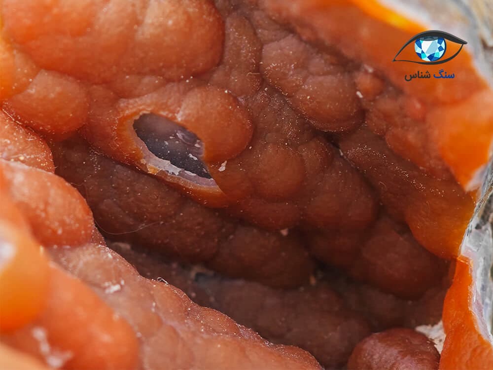 عقیق بوتروئیدال نارنجی-قرمز 196 گرم — تصویر ۳