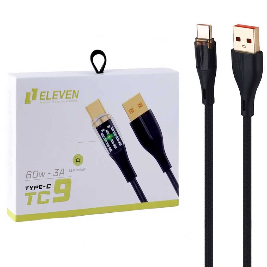کابل شارژ تایپ سی فست شارژ 60 وات ELEVEN TC9 طول 1 متر