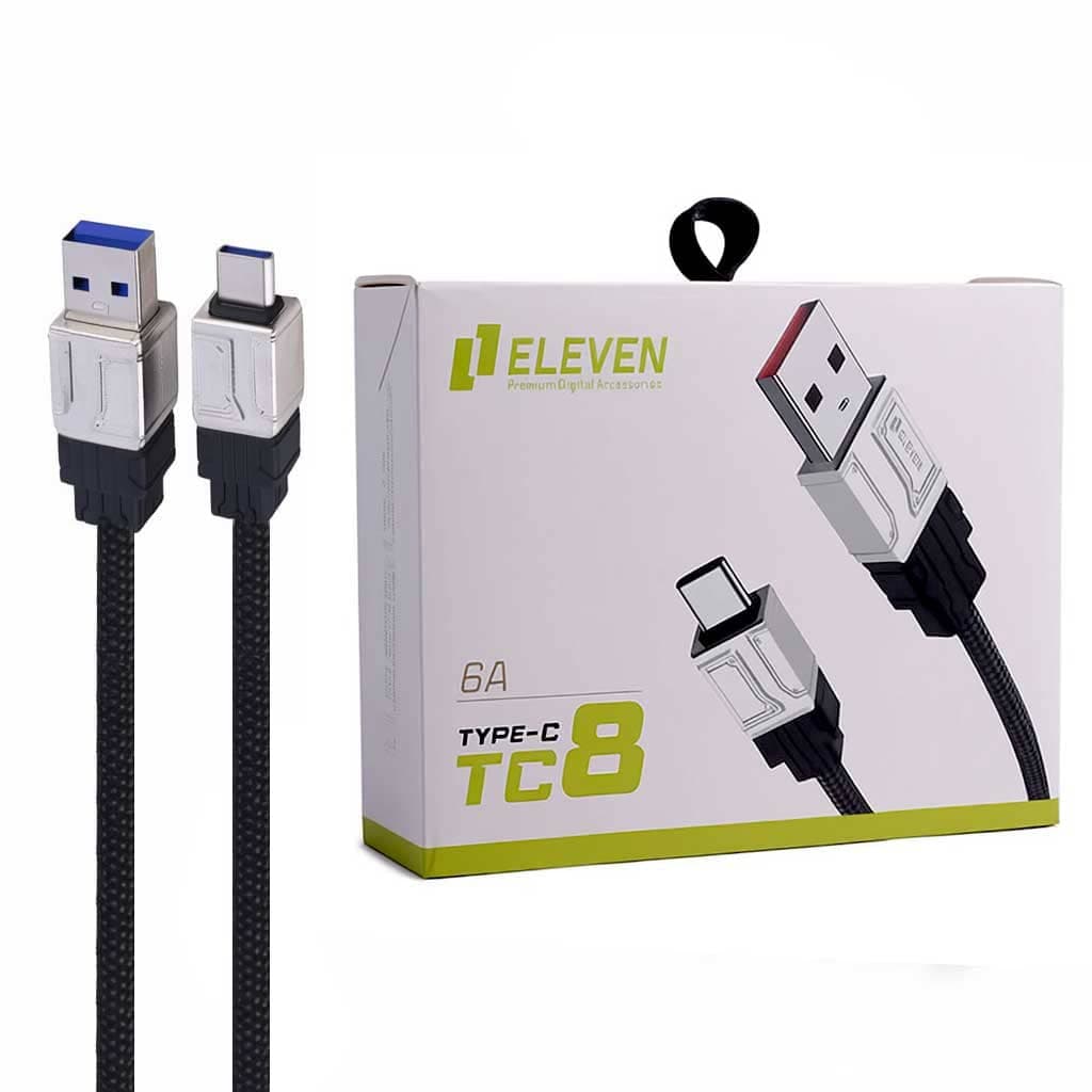 کابل شارژ تایپ سی فست شارژ 6 آمپر ELEVEN TC8 طول 1 متر