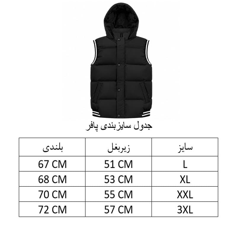 پافر مردانه کلاه‌دار رنگ مشکی — تصویر ۸