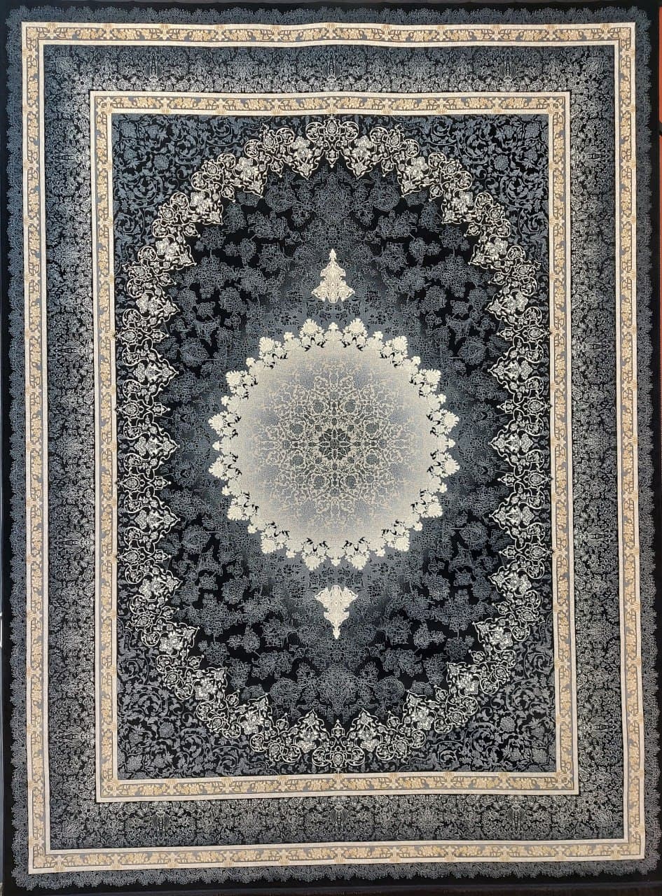فرش ۷۰۰ شانه نقشه مهر زمینه سرمه ای