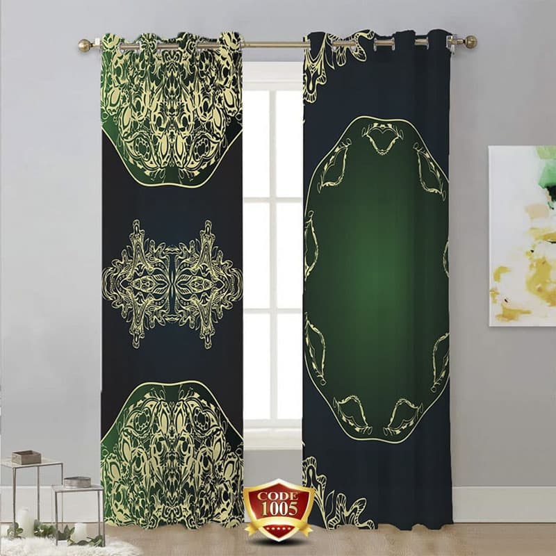 پرده زمینه سرمه ایی طرح ترکیبی سبز و کرم – هازان داتیس کد 1005