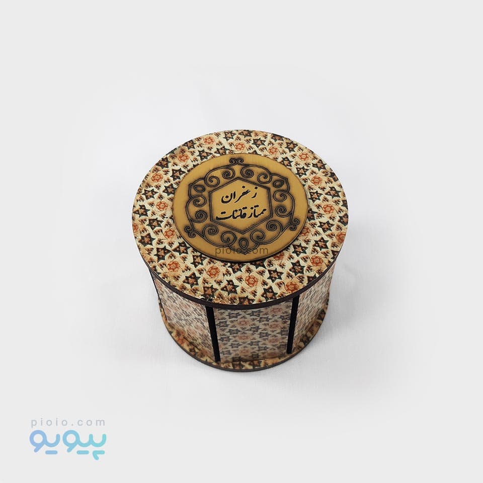 زعفران هدیه جعبه چوبی استوانه ای — تصویر ۳