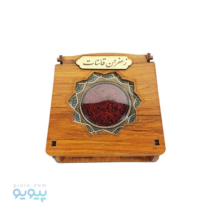 زعفران نگین نیم مثقال بسته بندی خاتم چوبی — تصویر ۶