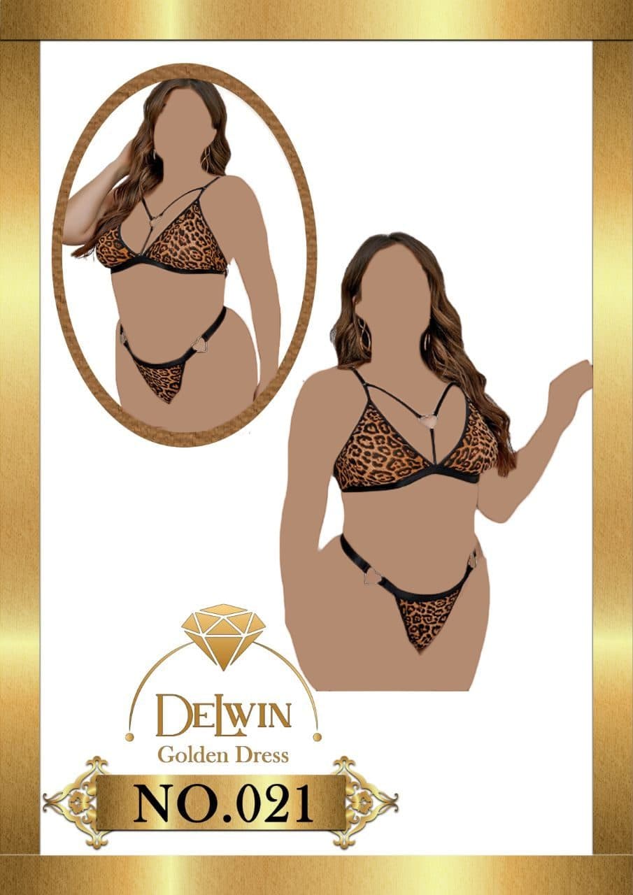ست شورت و سوتین مخمل پلنگی Delwin کد 021