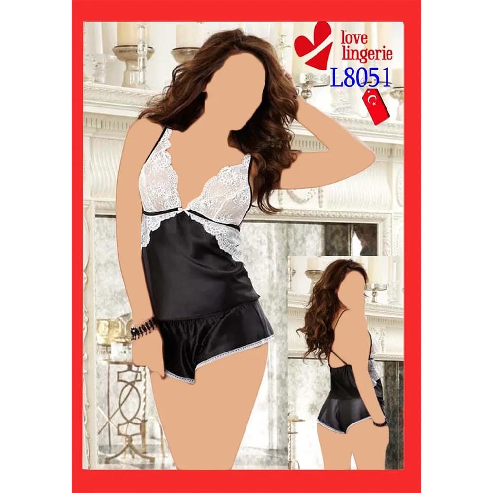 ست تاپ و شورت ساتن لاو لاینجری کد L8051 — تصویر ۲