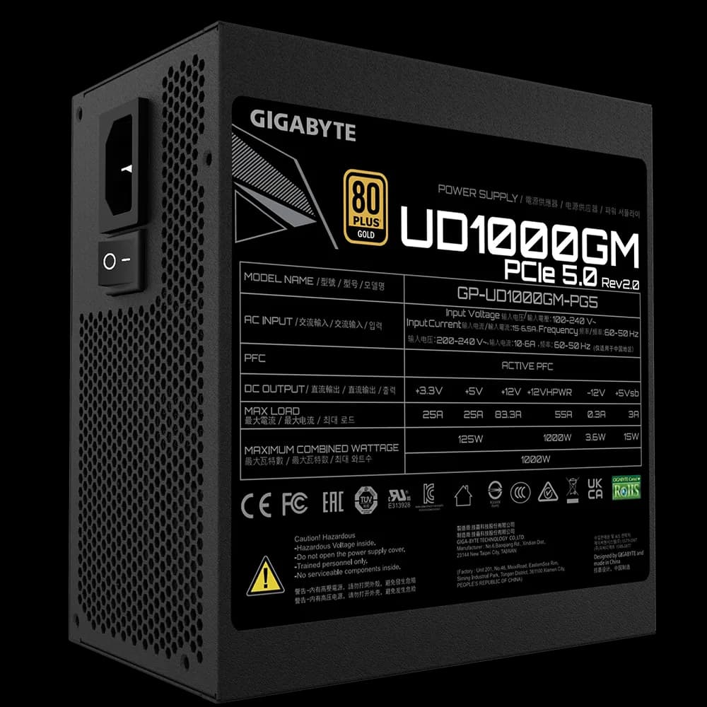 پاور کامپیوتر 1000 وات تمام ماژولار گیگابایت مدل GP-UD1000GM — تصویر ۲