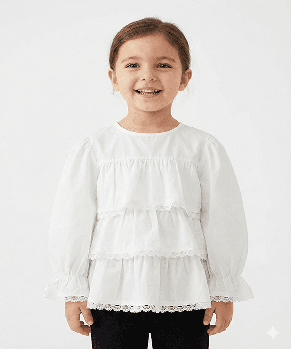 شومیز چین دار پایین گیپور کد:5707