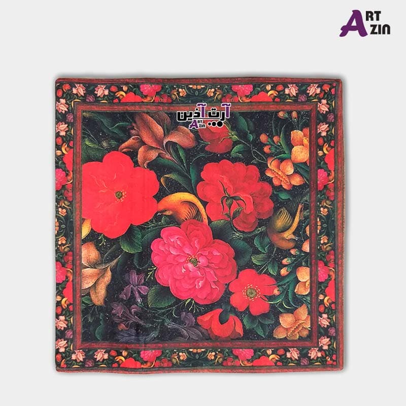 کوسن گل سنتی مخمل 40 سانتی طرح گل و مرغ کد: 74 – 601