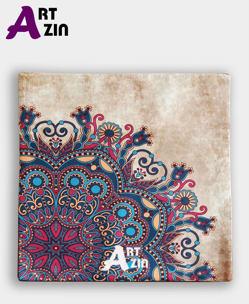 کاور کوسن سنتی مبل مخمل کرم طرح اسلیمی کد: 25-601