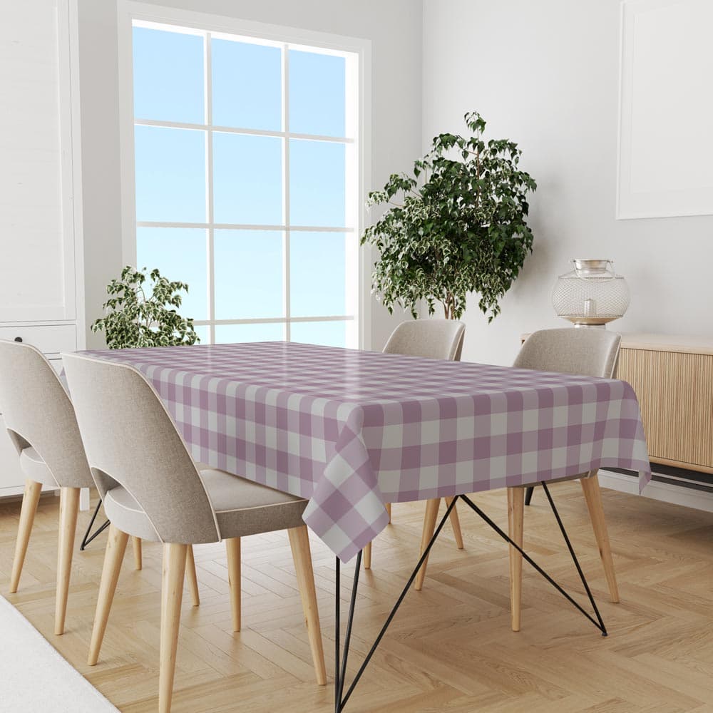 سفره و رومیزی پارچه ای مدل چهارخانه بنفش RR0042