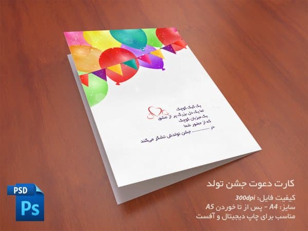 کارت جشن تولد با بادکنک‌های رنگارنگ — تصویر ۲