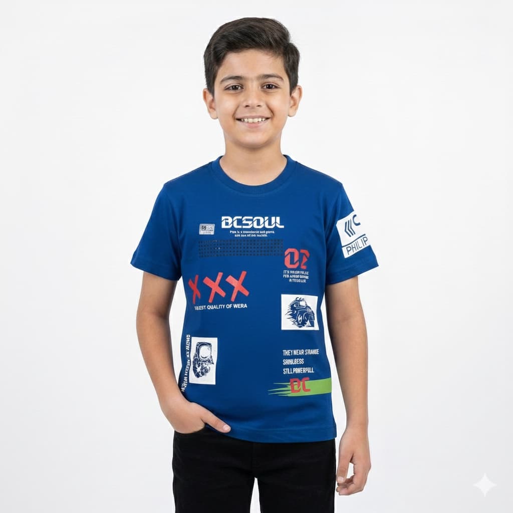 تیشرت بچگانه پسرانه آستین کوتاه نخ پنبه مدل STUDIOUS سایز بندی 55 و 60 و 65 — تصویر ۵