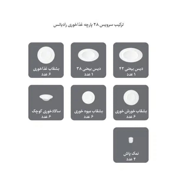 سرویس چینی زرین پیکره رادیانس مدل نقش جهان 6 نفره 28 پارچه — تصویر ۶