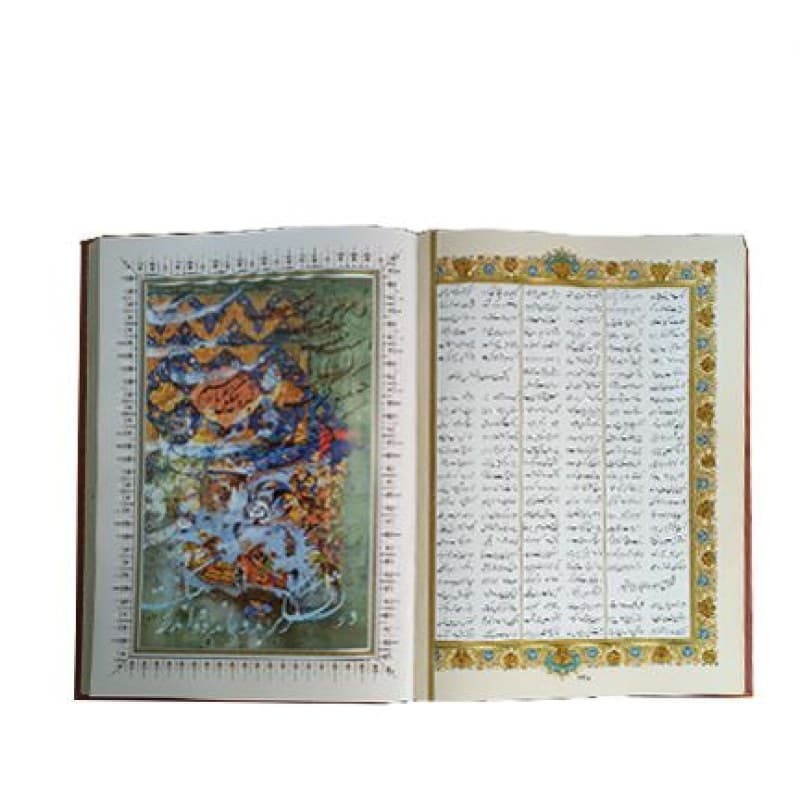 ست شاهنامه رحلی گلاسه چرم جعبه دار نفیس به همراه 2گلدان فیروزه — تصویر ۵