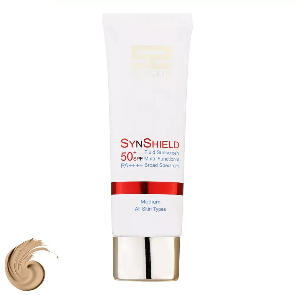 فلوئید ضد آفتاب رنگی ساین اسکین SPF50 مدل Syn Shield-Medium حجم 50 میلی‌لیتر