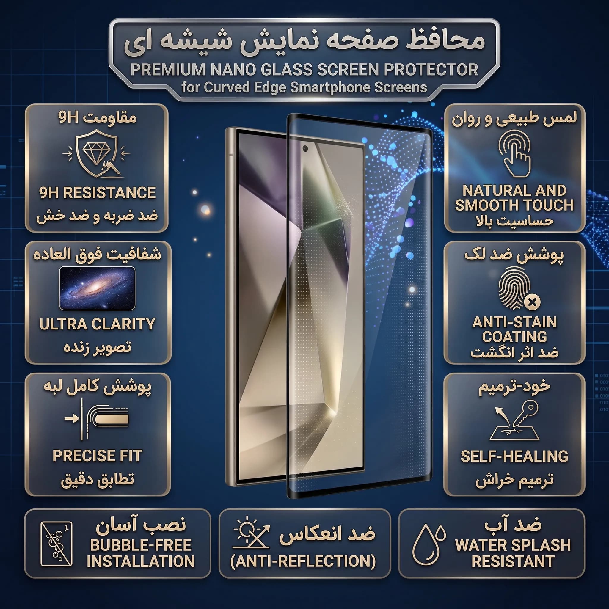 گلس تمام‌چسب شیشه ای شیائومی Redmi Note 14 Pro 4G (پوشش کامل لبه‌های خمیده) — تصویر ۲