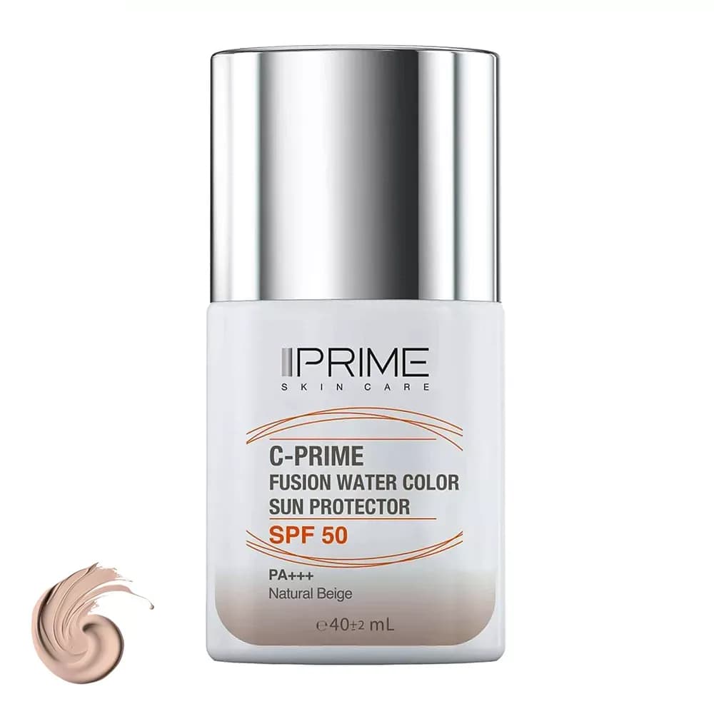 فلوئید ضد آفتاب رنگی پرایم SPF50 مدل فیوژن واتر حاوی ویتامین سی Natural Beige حجم 40 میلی‌لیتر