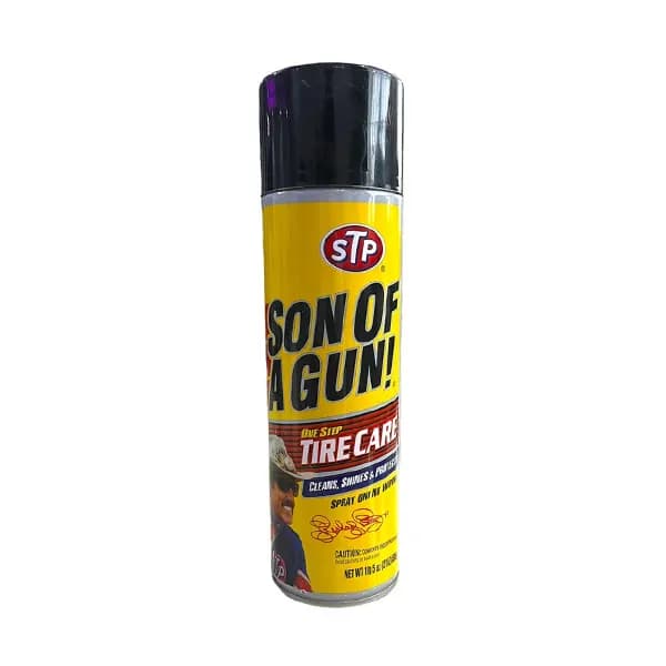 اسپری تمیز کننده و براق کننده تایر خودرو اس تی پی مدل Sun Of Gun حجم 595 میلی‌لیتر