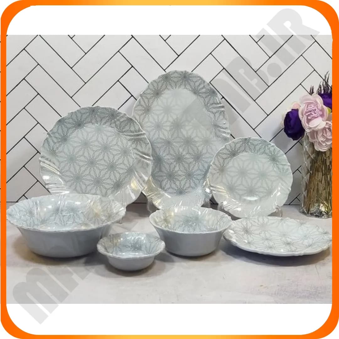 سرویس 33 پارچه برجسته سلنا مارال نقره ای اپال جام