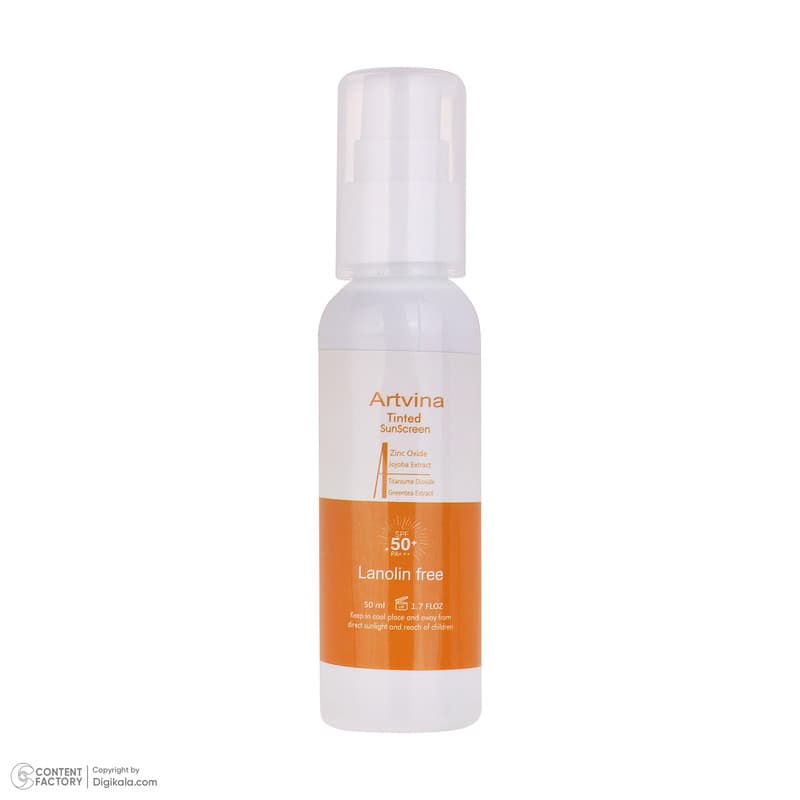 کرم ضد آفتاب رنگی صورت و بدن آرت وینا SPF50 مدل COVER PA+++ مناسب انواع پوست حجم 50 میلی‌لیتر — تصویر ۳