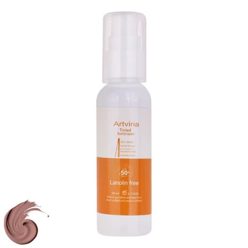 کرم ضد آفتاب رنگی صورت و بدن آرت وینا SPF50 مدل COVER PA+++ مناسب انواع پوست حجم 50 میلی‌لیتر — تصویر ۷