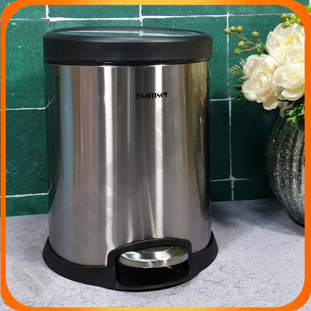 سطل پدالی 5 لیتر استوانه ای V استیل سام ست