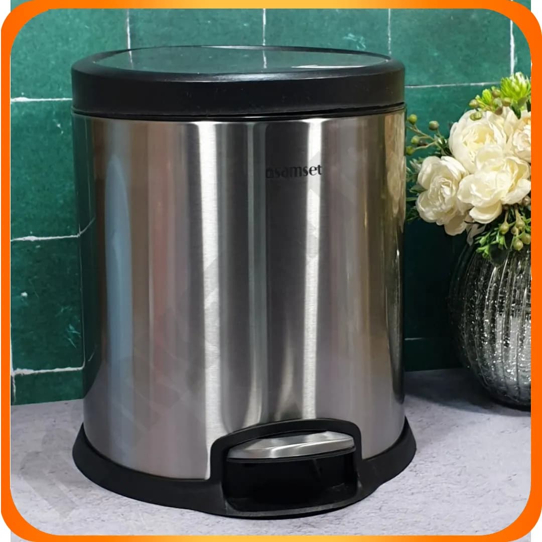 سطل پدالی 14 لیتری استوانه ای V استیل سام ست