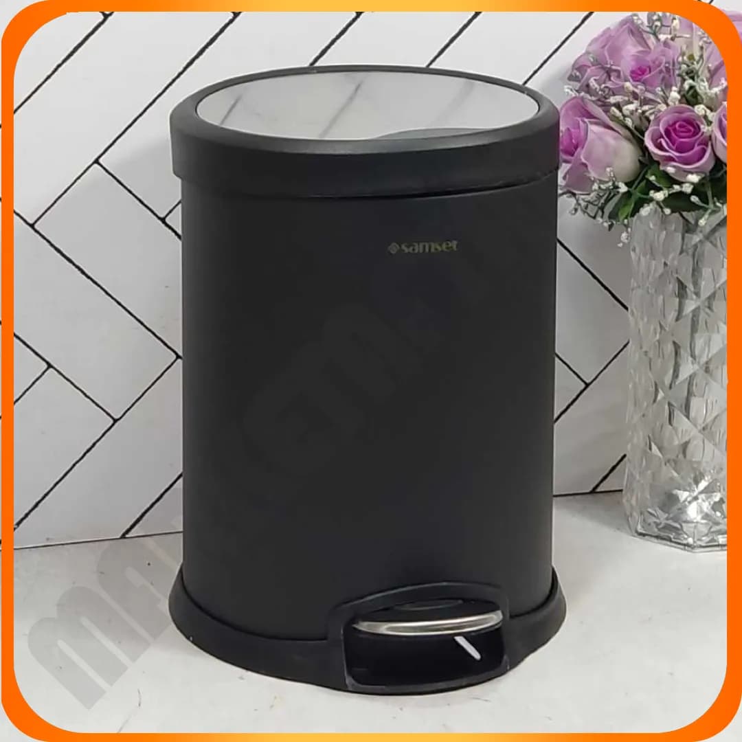 سطل پدالی 5 لیتر استوانه ای V مشکی سام ست