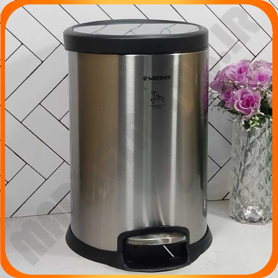 سطل پدالی 12 لیتر استوانه ای V استیل 40101087 سام ست