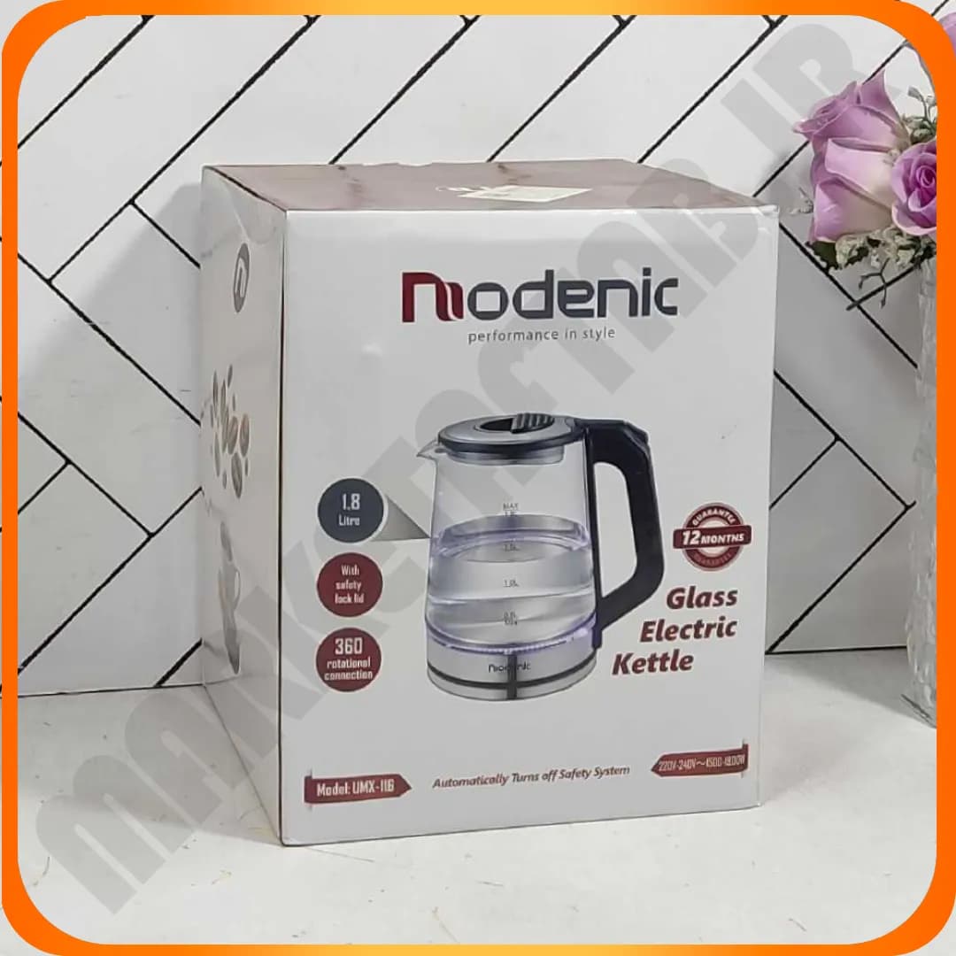 کتری برقی 1/8 لیتر UMX-116 بدنه پیرکس MODENIC