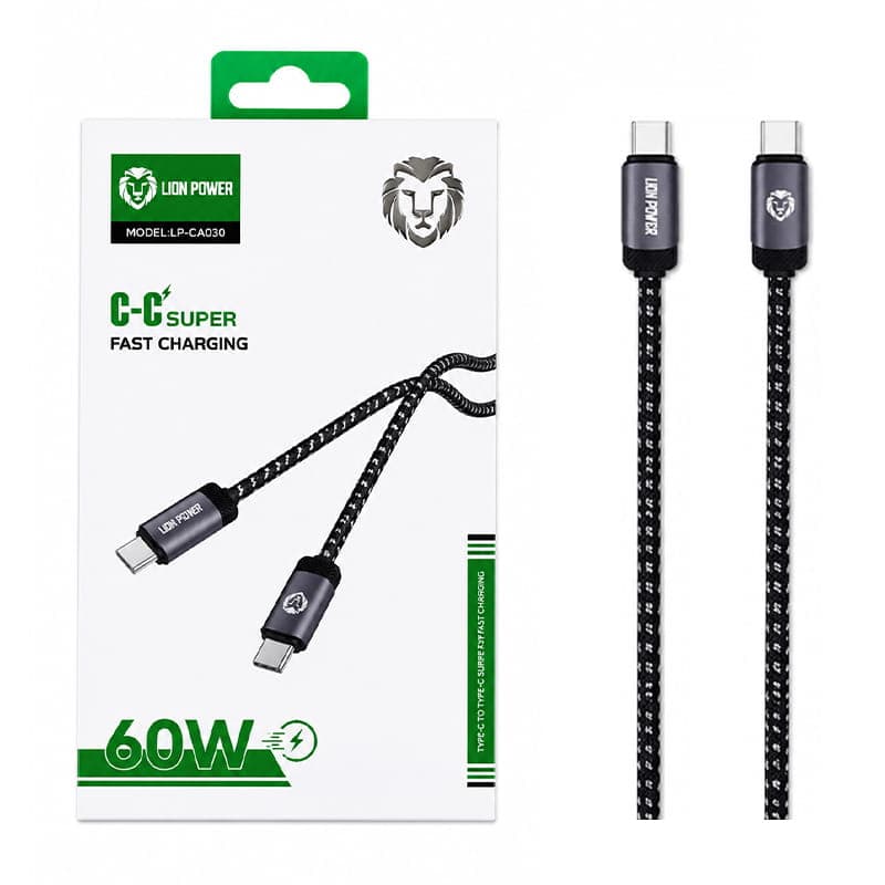 کابل شارژ دو سر تایپ سی LION POWER LP-CA030