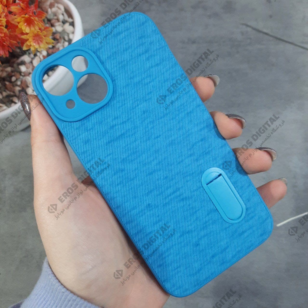 قاب گوشی iPhone 14 ژله ای پشت پارچه استند دار — تصویر ۵