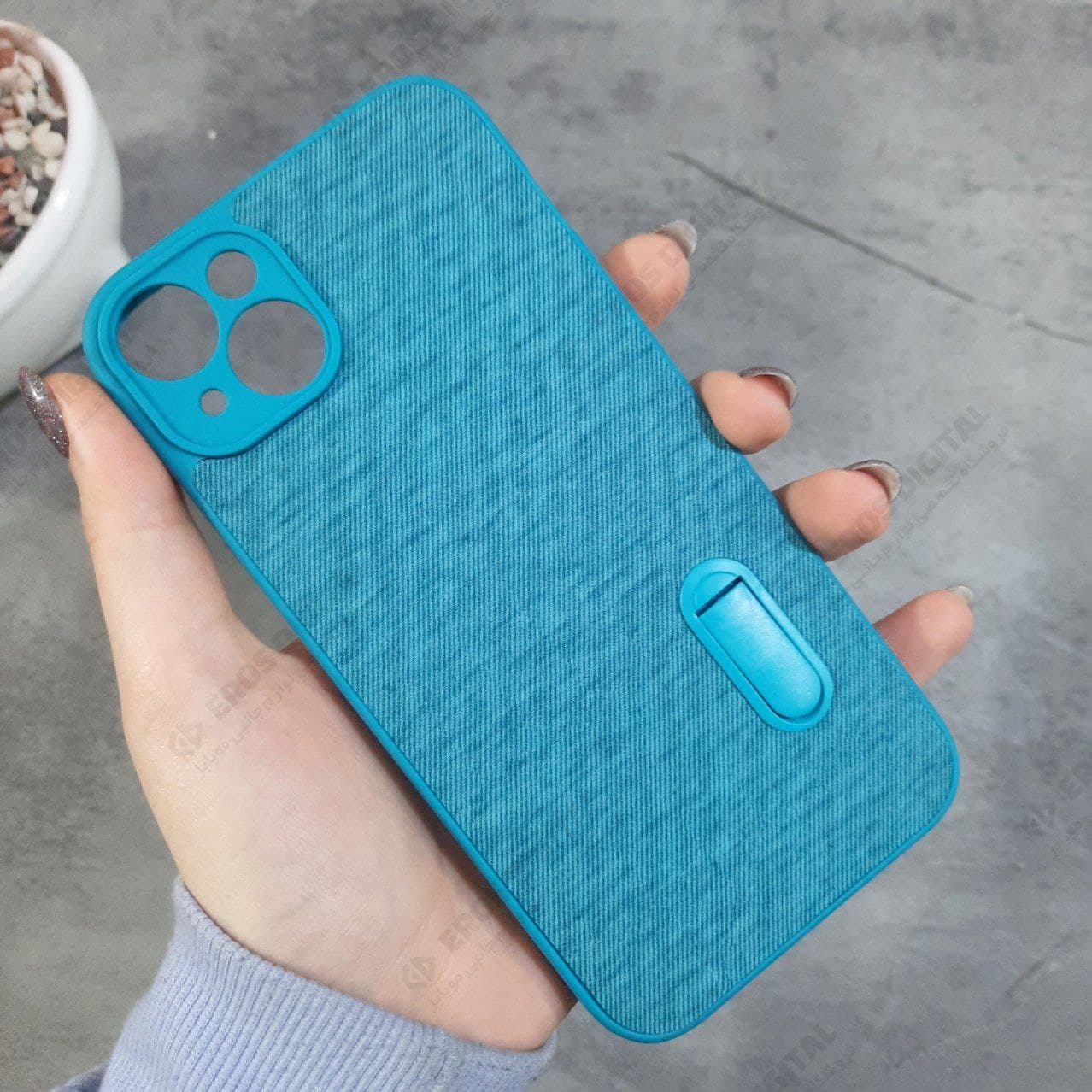 قاب گوشی iPhone 14 Plus ژله ای پشت پارچه استند دار — تصویر ۶