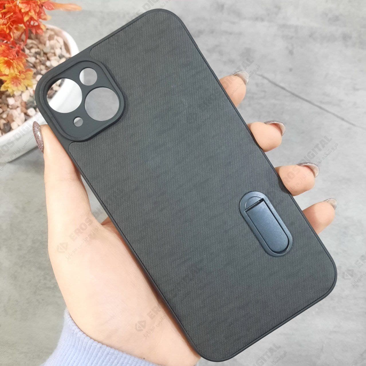 قاب گوشی iPhone 14 Plus ژله ای پشت پارچه استند دار