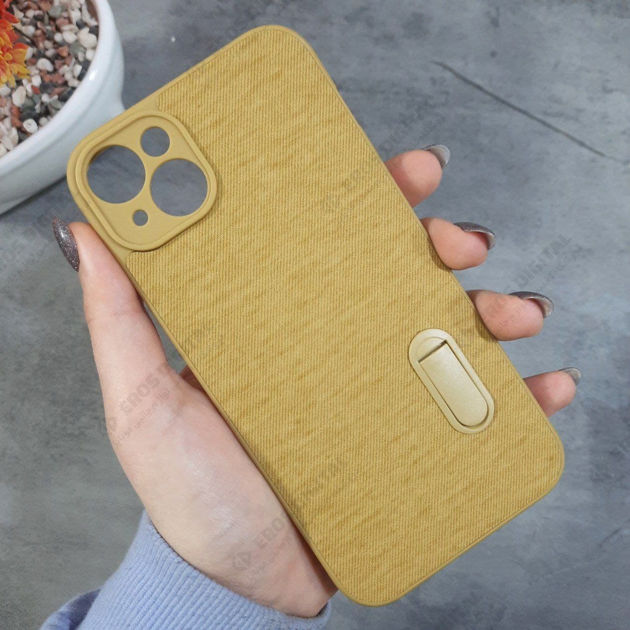 قاب گوشی iPhone 14 Plus ژله ای پشت پارچه استند دار — تصویر ۲