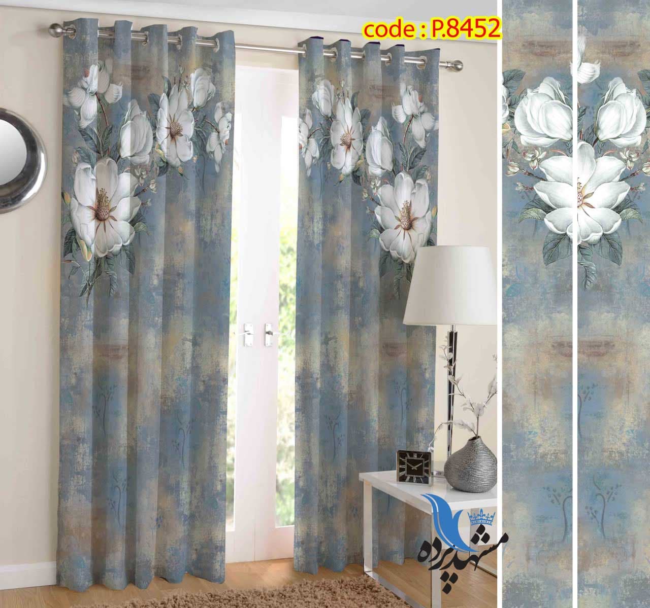 پرده پانچ گلدار طرح گل کد p8452